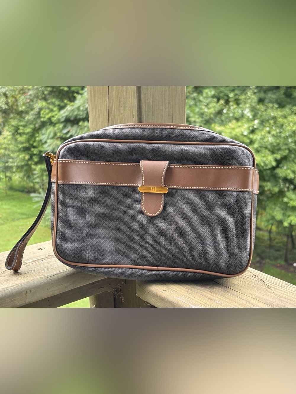 Vintage Dunhill Brown & Black Travel/Wristlet Bag